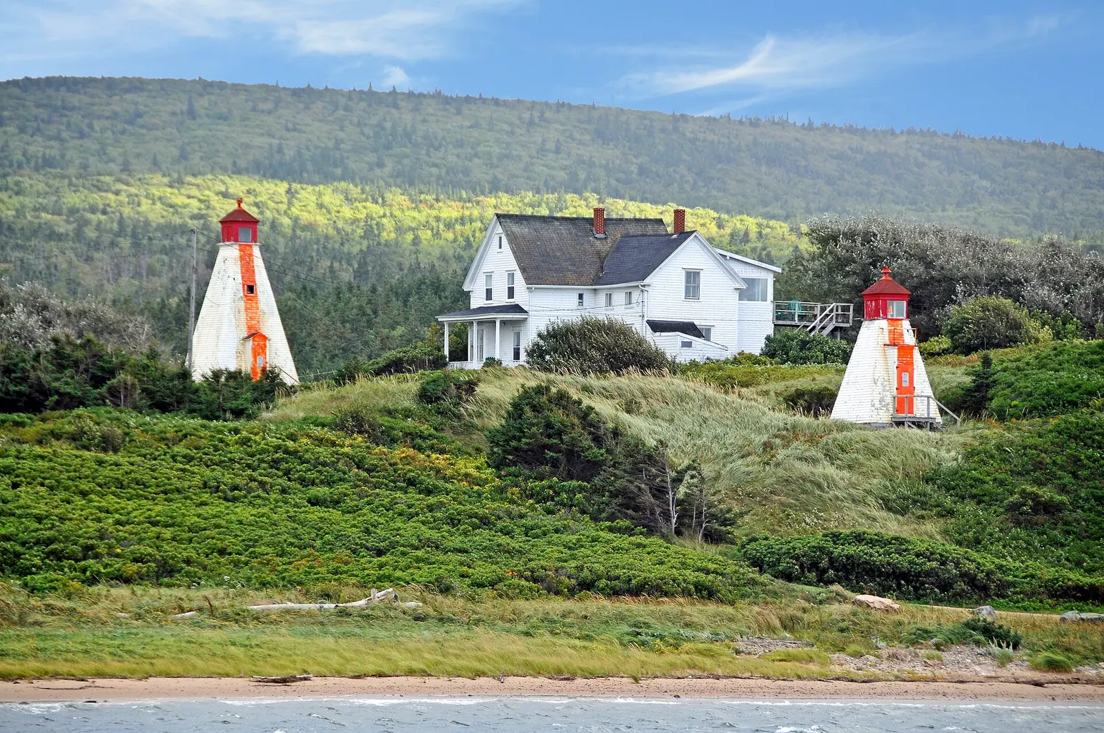 Margaree Harbour range lights on the west coast